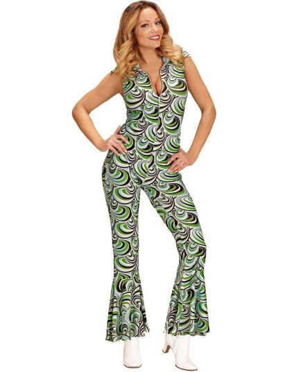 70 Talls Retro Mønster Jumpsuit Kostyme Strl M 70 Talls Retro Mønster Jumpsuit Kostyme Strl M