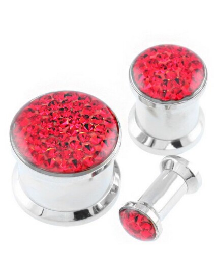 Aab Piercing Plugg Dekorert med Røde Stener Strl 12 mm Aab Piercing Plugg Dekorert med Røde Stener Strl 12 mm