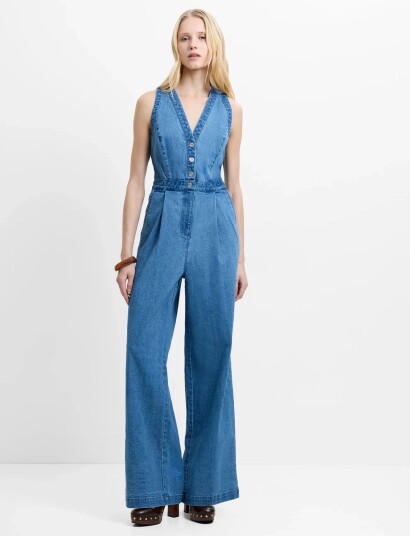 French Connection Arywoode Denim V Nk Jumpsuit Blue 36