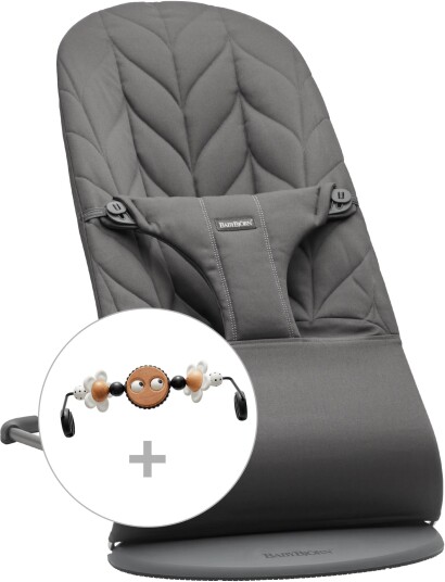 BabyBjörn Bliss Vippestol Vevet Bladmønstret Quilt inkl. Googly Eyes-leke Antrasitt