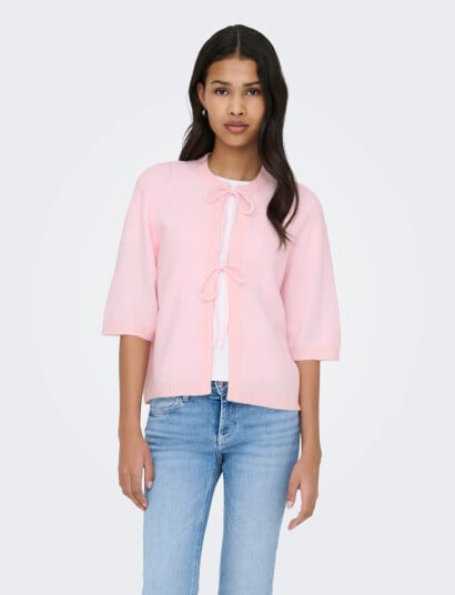 ONLY Onlsimoni 2/4 Bow Cardigan Knt Noos Pink M ONLY Onlsimoni 2/4 Bow Cardigan Knt Noos Pink M