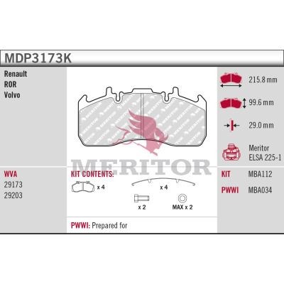 Bremseklosser MERITOR MDP3173K Bremseklosser MERITOR MDP3173K