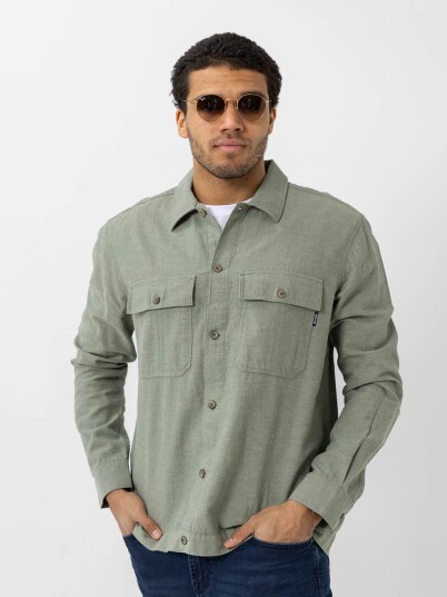 Only & Sons Kennet Long Sleeve Linen Overshirt Grønn S