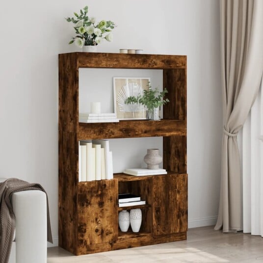  Highboard røkt eik 92x33x140 cm konstruert tre