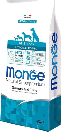 Monge Superpremium Dog Tørrfôr Hypoallergenic Superpremium All Breeds Laks & Tunfisk 2 X 12 kg