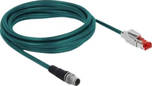 Delock Nettverkskabel 8 Pin M12 X Hann Til Rj 45 Hann 3 M Sf/Utp Cat 5E Vannblå