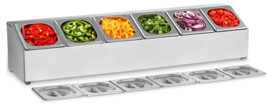 Royal Catering Gastronorm Pan Holder - Inkl 6 1/6 beholdere med lokk 10011013 Royal Catering Gastronorm Pan Holder - Inkl 6 1/6 beholdere med lokk 10011013