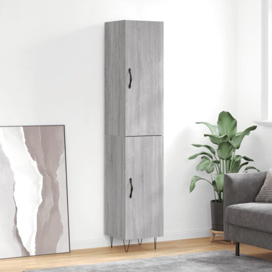 vidaXL Highboard grå sonoma 34,5x34x180 cm konstruert tre 8720845482459