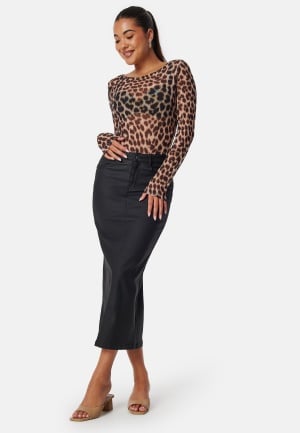 BUBBLEROOM Midi Coated Skirt Black 40