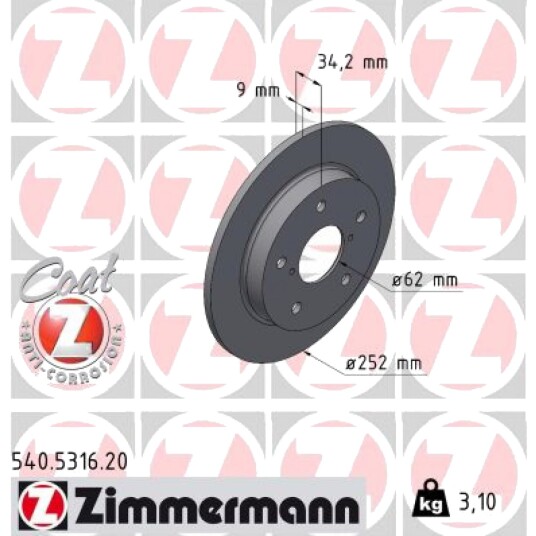 Bremseskive ZIMMERMANN 540.5316.20