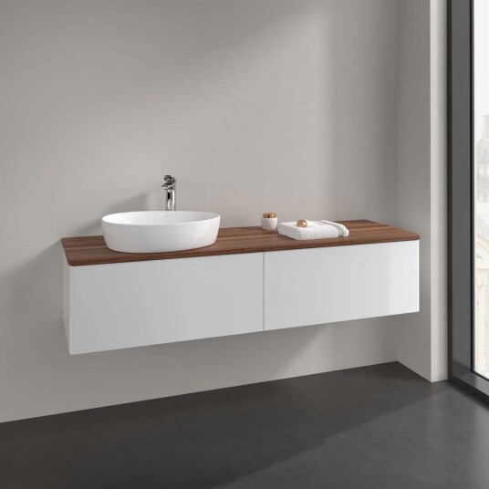 Villeroy & Boch Antao Servantskap med 2 skuffer 160x50x36 cm m/lys Hvit Blank/Valnøtt