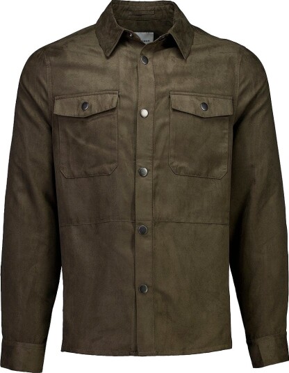 Lindbergh Overtreksskjorte Micro suede overshirt Brun