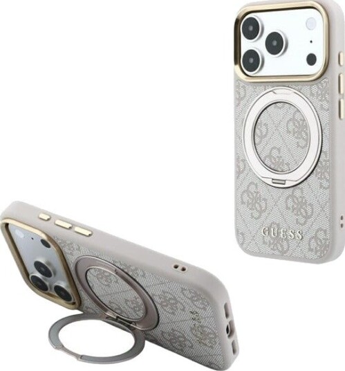 GUESS Ring Stand 360 4G Classic Logo MagSafe Case for iPhone 18 Pro / 17 Pro - Pink