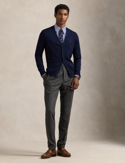 Polo Ralph Lauren Slim Fit Washable Wool V-Neck Cardigan - Navy - XXL