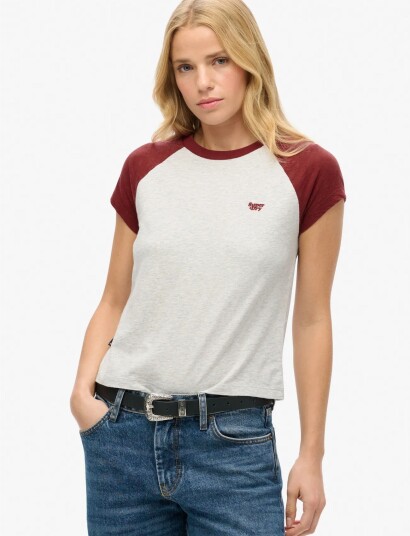 Superdry Essential Logo Raglan Slub Tee   Grey   44