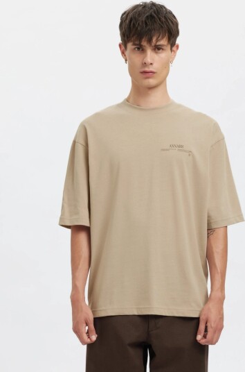 Annarr Anrokholm Logo Ss O Neck Tee Beige L