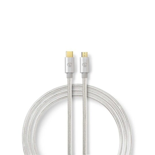 Nedis USB-kabel | USB 2.0 | USB-C™ Hann | USB Micro-B Han | 10 W | 480 Mbps | Gull belagt | 2.00 m | Rund | Flettet / Nylon | Aluminium | Deksel Vindusboks