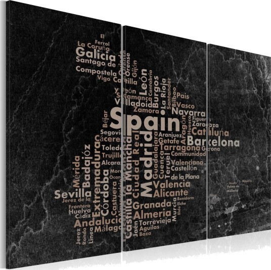 Bilde Text Map Of Spain On The Blackboard Triptych 120x80 Artgeist sp. z o. o.