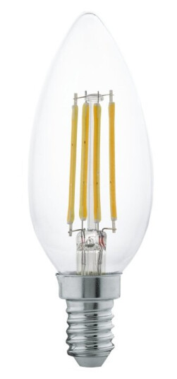 Eglo Led-Filamentlyspære Form: C35 E14 4 W Ekvivalent 32 Klasse F Varmt Hvitt Lys 2700 K Gjennomsiktig Eglo Led-Filamentlyspære Form: C35 E14 4 W Ekvivalent 32 Klasse F Varmt Hvitt Lys 2700 K Gjennomsiktig