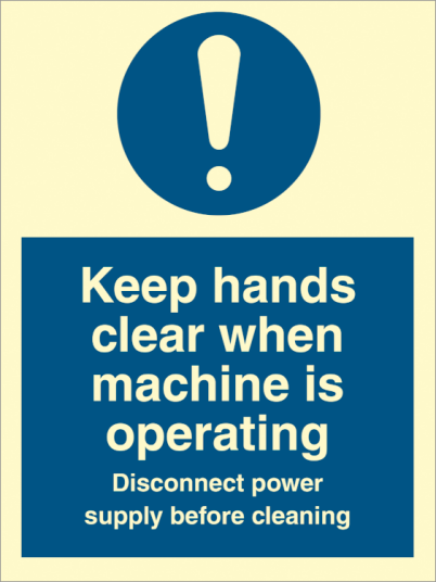 Keep hands clear when machine is operating