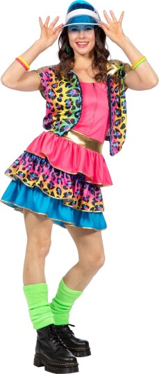 Wilbers & Wilbers 80-talls Neon Leopard Dame Kostyme 44 004899-H-044