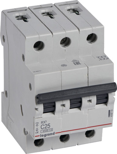 Legrand 4 stk RX³ MCB automatsikring C25 3P 3M 4,5kA