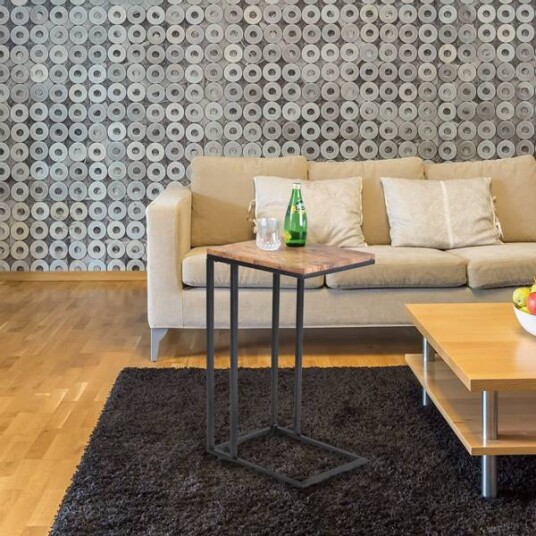 Sidebord sort 40x30x65/70cm med hjul