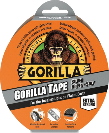 Gorilla Gaffateip Sølv 48mm x 32m - Ekstra Sterk for Ujevne Overflater Gorilla Gaffateip Sølv 48mm x 32m - Ekstra Sterk for Ujevne Overflater