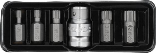 Yato Skrutrekkerbits M5-M12 6 stk - 12-Spline Flens, Stål 30mm