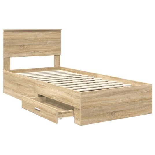 Sengestamme med skuff Sonoma eik 90 x 200 cm Konstruert tre