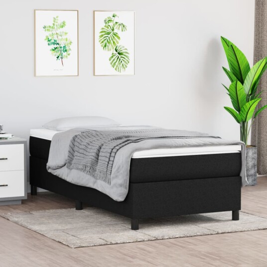 vidaXL Sengeramme boksfjær svart 90x190 cm 3FT Single stoff