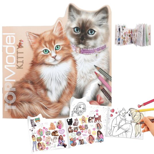 TOPModel Fargeleggingsbok – med Klistremerker – Katt og hund