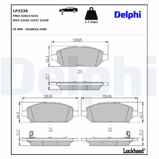 Bremseklosser DELPHI LP3236 Bremseklosser DELPHI LP3236