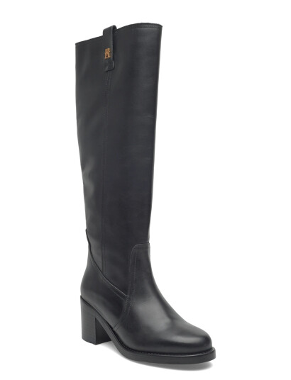 Tommy Hilfiger Riding Lthr Long Boot Block Heel - Black - 41