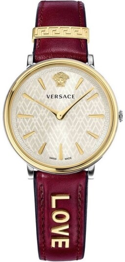 Versace Dameklokke VBP020017 V Circle Sølvfarget/Lær Ø38 mm