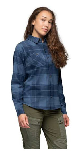 Bergans of Norway Nordmarka Flannel Shirt Dame Granite Blue/Navy Blue Check S Bergans of Norway Nordmarka Flannel Shirt Dame Granite Blue/Navy Blue Check S