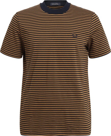 Fred Perry Fine Stripe Heavyweight Tshirt   DARK CARAMEL   XXL