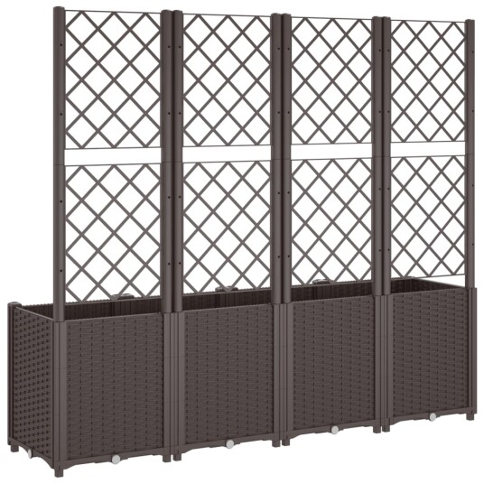 Plantekasse med espalier brun 160x40x140 cm PP