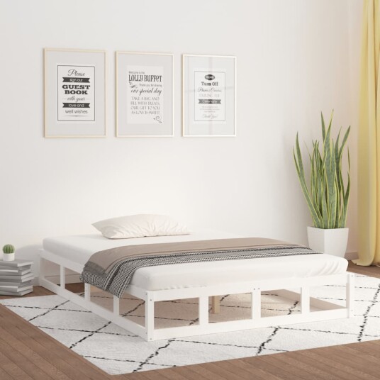 vidaXL Sengeramme hvit 200x200 cm heltre