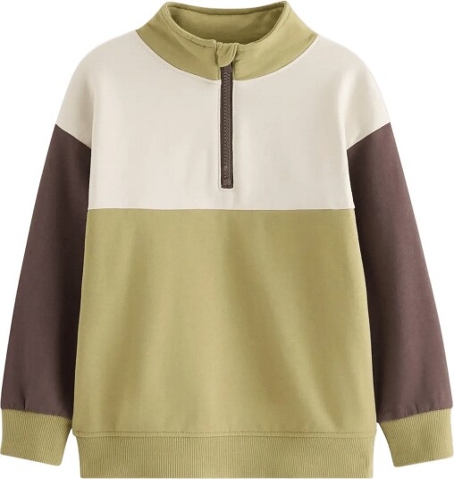 Lindex Sweatshirt With Half Zip Khaki green 98