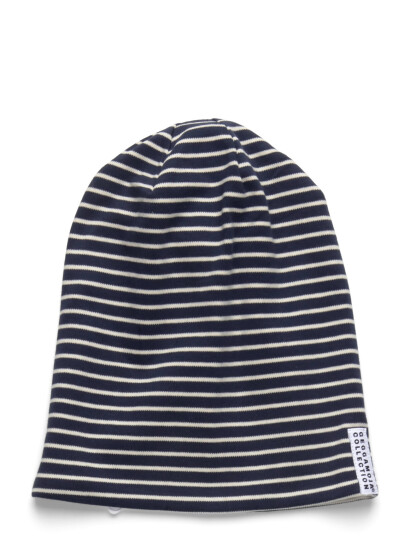 Geggamoja Topline Cap Navy Beige Stripe - Navy - M 5-6Y