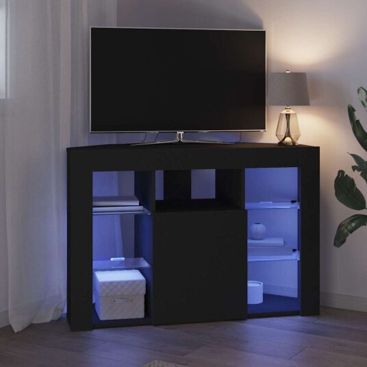 Hjørne LED TV skap Svart 101 x 40 x 68 cm Konstruert tre