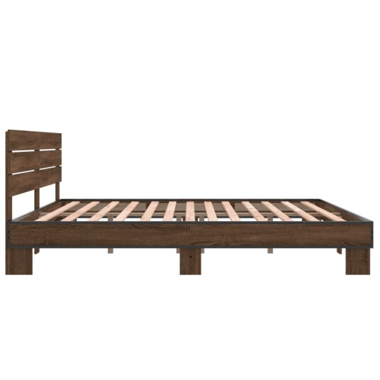 Sengeramme brun eik 200x200 cm konstruert tre og metall 8721102614279