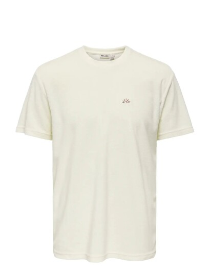 ONLY & SONS Onstellas Reg Ss Frotte Tee Cream S ONLY & SONS Onstellas Reg Ss Frotte Tee Cream S