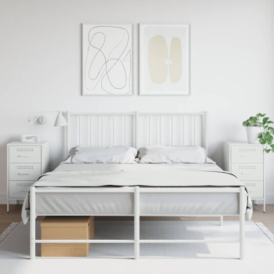  Nattbord 2 stk hvit 36x39x68 cm kaldvalset stål 843089