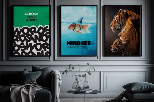 Plakat Handlinger og Tankesett Inspirasjon / Sett med 3 Plakat Handlinger og Tankesett Inspirasjon / Sett med 3
