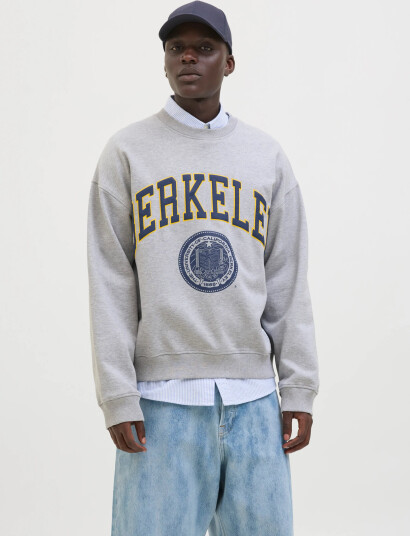 Jack & Jones Jorberkeley Sweat C.n Styd Ss25 - Grey - S Jack & Jones Jorberkeley Sweat C.n Styd Ss25 - Grey - S