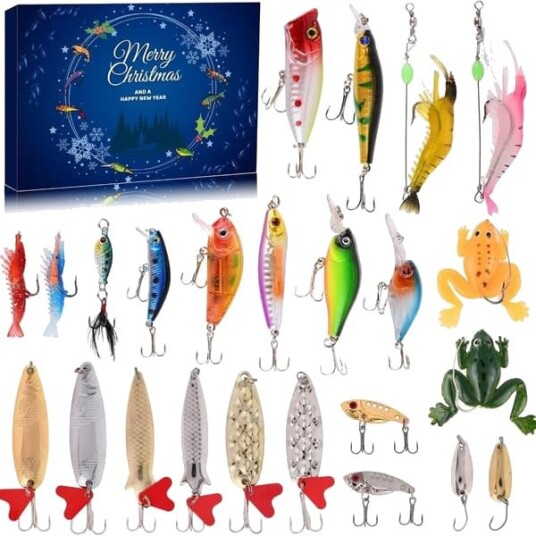 Fiskekalender / Adventskalender 2025 – 24 dagers adventskalender med fisketilbehør perfekt julegave for fiskeentusiaster