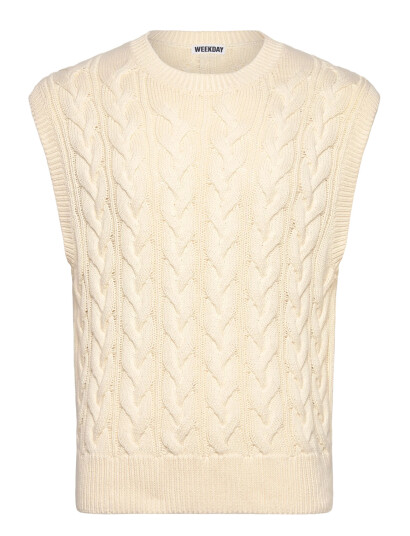 Weekday Cable Cotton Vest - Cream - L Weekday Cable Cotton Vest - Cream - L