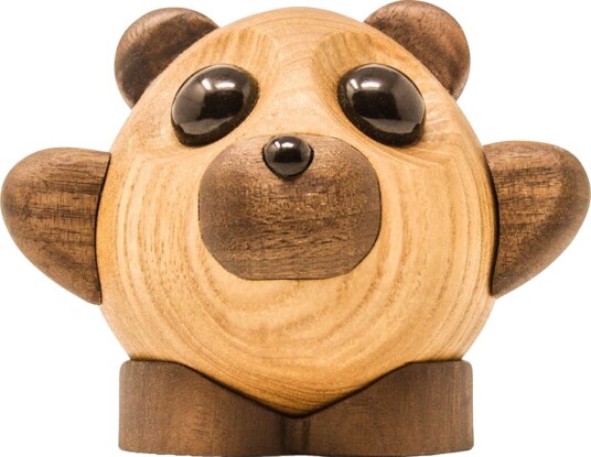 FableWood Teddy Bjørn Trefigur 8 cm i Ask og Valnøtt - Dekorativ Figur